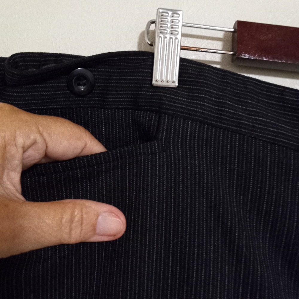 Maggie Barnes 22W Jayne Pinstriped Trouser Workwear Pants in Black - Picture 10 of 10